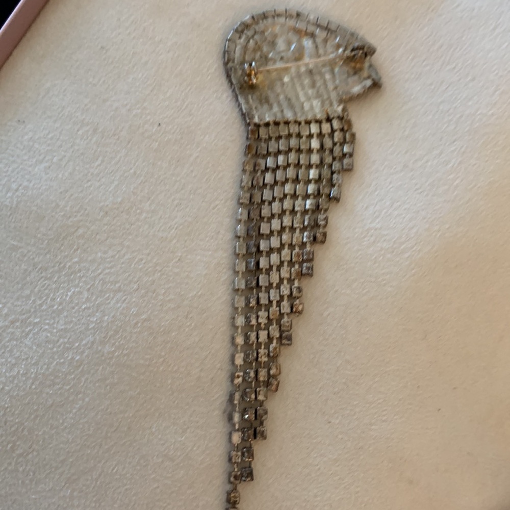 Sparkly Rhinestone Parrot Fringe Brooch - Picture 4 of 7